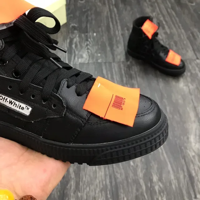 Off-White Black Orange High-Top Industrial-Tag Detail Lifestyle Sneakers 5
