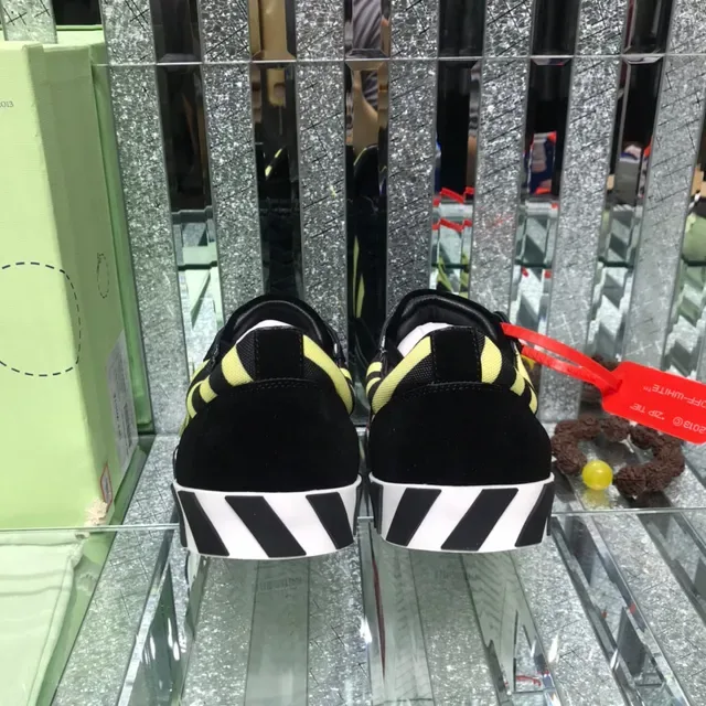 Off-White Black Yellow Suede Upper Diagonal Striped Panel Lifestyle Sneakers 3
