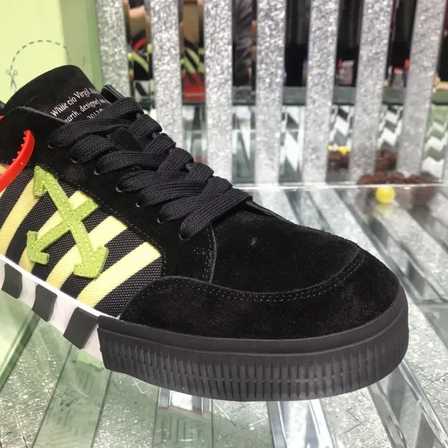 Off-White Black Yellow Suede Upper Diagonal Striped Panel Lifestyle Sneakers 7