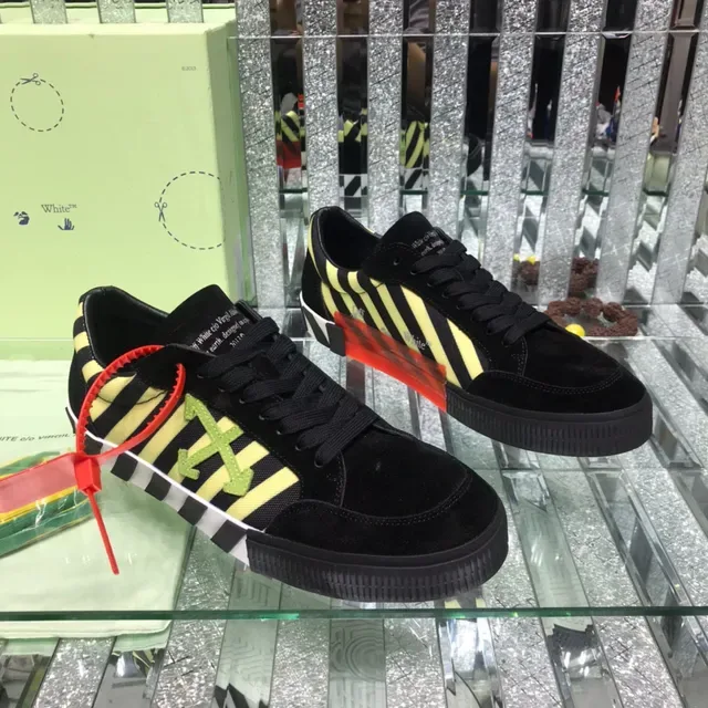 Off-White Black Yellow Suede Upper Diagonal Striped Panel Lifestyle Sneakers 8