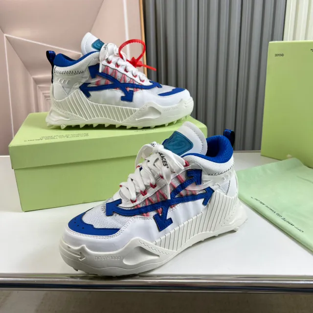 Off-White Blue Oversized Arrow Logo Ridged Sculpted Midsole Chunky Sneakers 7