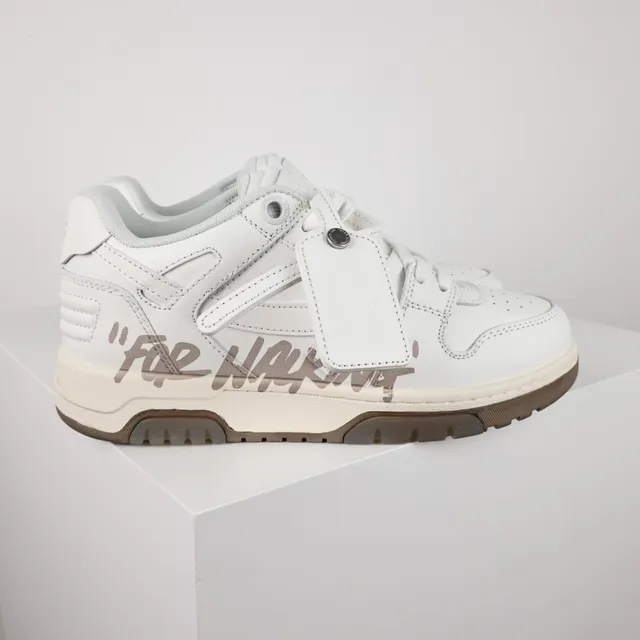 Off-White Brown Leather Upper Diagonal Arrow Overlay Lifestyle Sneakers 3