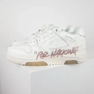 Off-White chaussures lifestyle blanches et roses avec script pour la marche