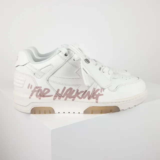 Off-White For Walking White Pink Script Lifestyle Sneakers 3