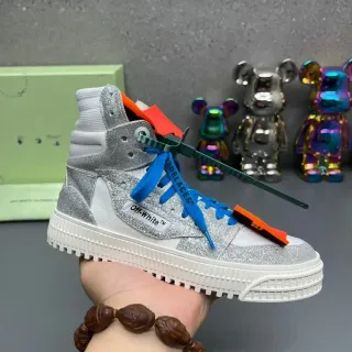 Off-White Glitter Silver High-Top Lifestyle Sneakers