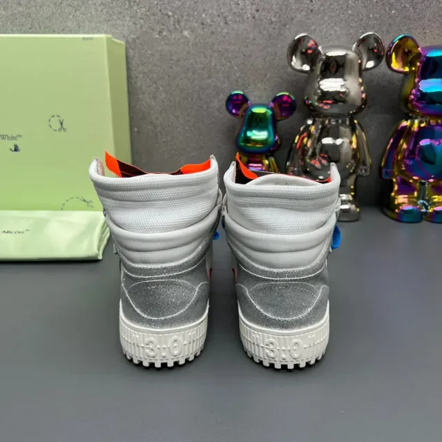 Off-White Glitter Silver High-Top Lifestyle Sneakers 2