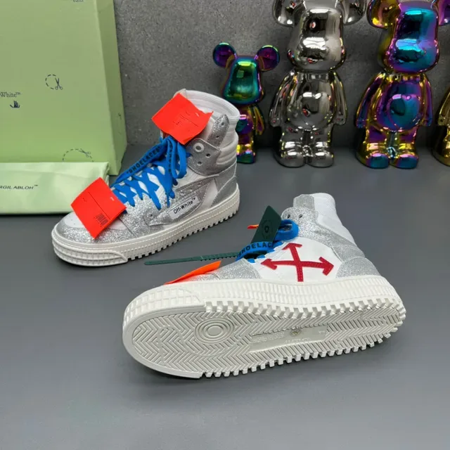 Off-White Glitter Silver High-Top Lifestyle Sneakers 3