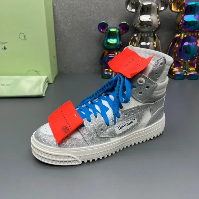 Off-White Glitter Silver High-Top Lifestyle Sneakers 4