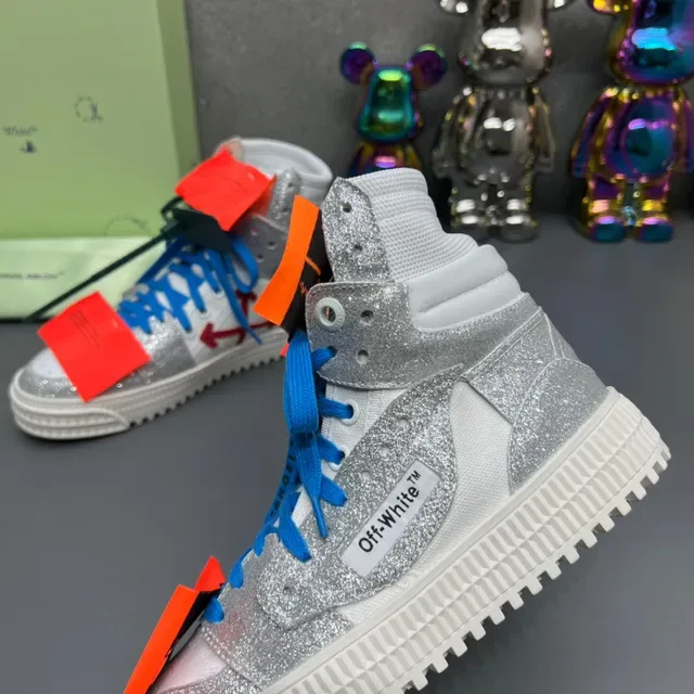 Off-White Glitter Silver High-Top Lifestyle Sneakers 5