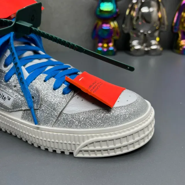 Off-White Glitter Silver High-Top Lifestyle Sneakers 6