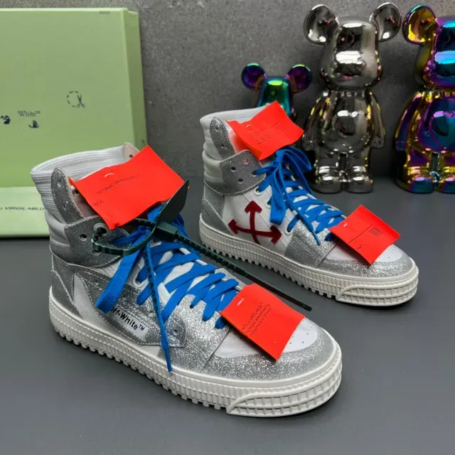 Off-White Glitter Silver High-Top Lifestyle Sneakers 7