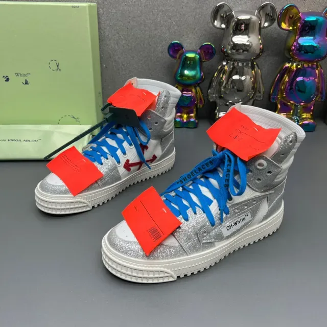Off-White Glitter Silver High-Top Lifestyle Sneakers 8