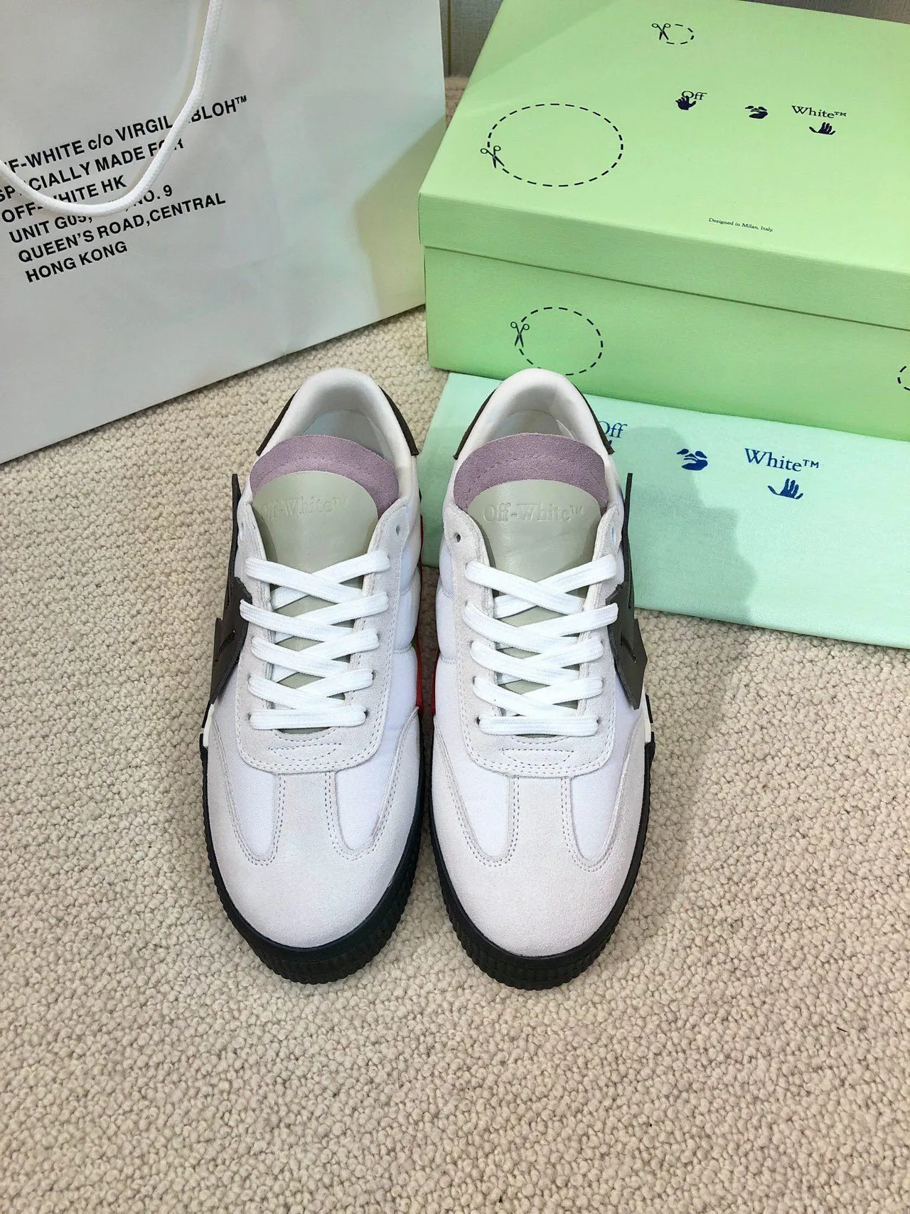 Off-White Industrial Runner Zapatillas Lifestyle Blancos Negros Lavanda 4