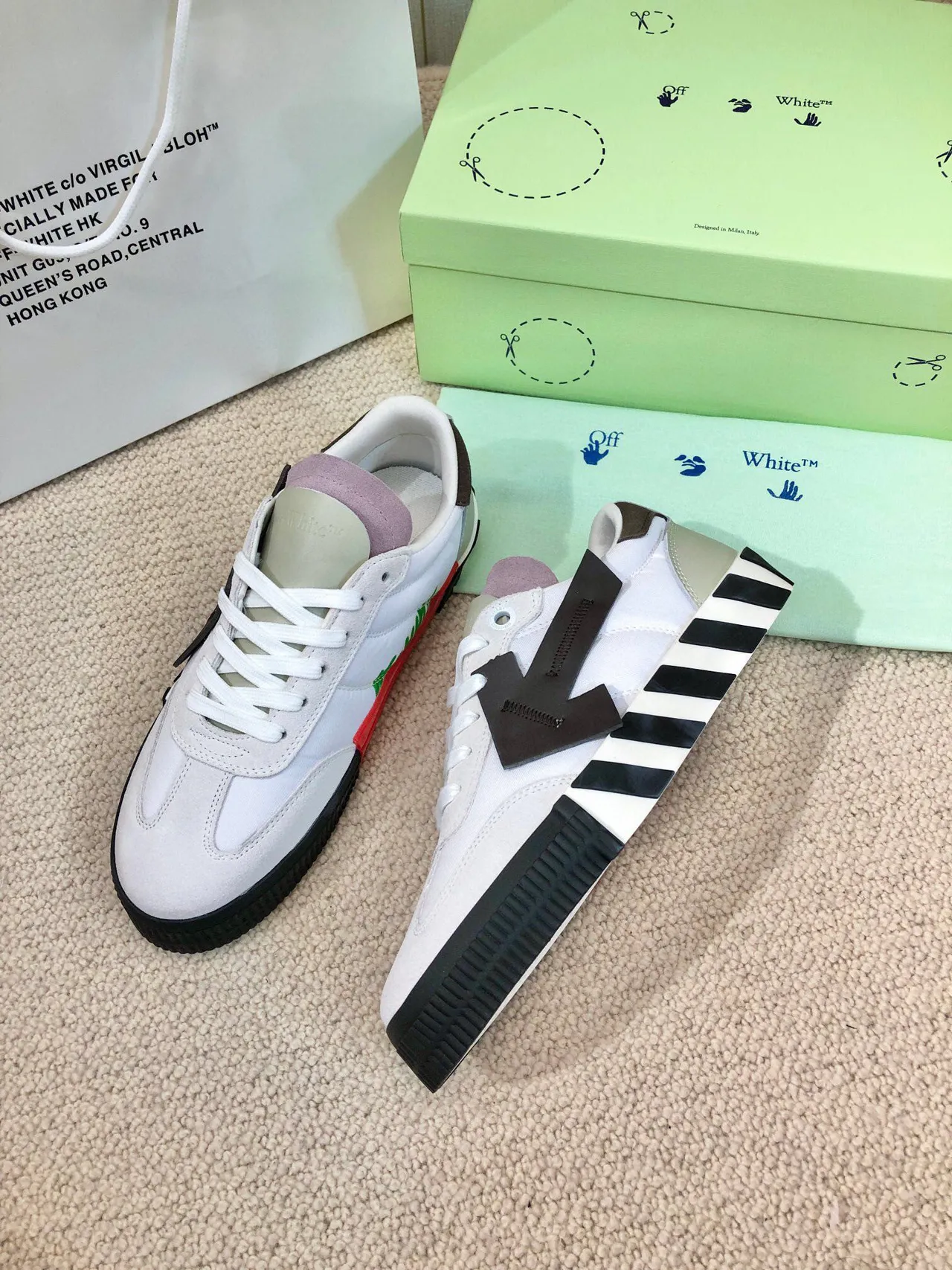 Off-White Industrial Runner Zapatillas Lifestyle Blancos Negros Lavanda 6