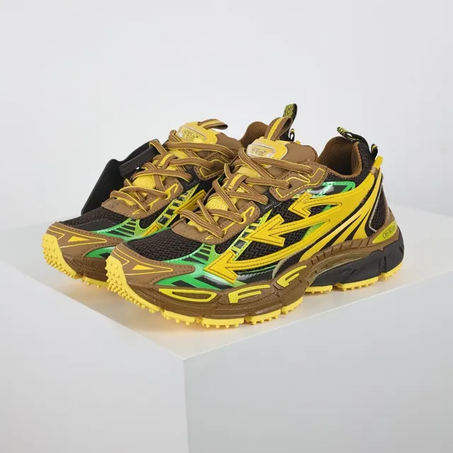 Off-White Multicolor Sola Esculpida Sobreposições de Materiais Sintéticos Camadas Tênis Chunky 2
