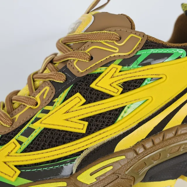 Off-White Multicolor Sola Esculpida Sobreposições de Materiais Sintéticos Camadas Tênis Chunky 6