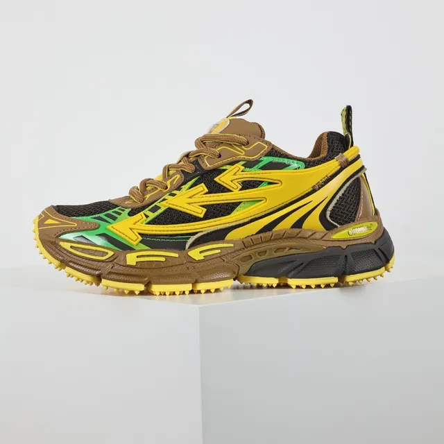 Off-White Multicolor Sola Esculpida Sobreposições de Materiais Sintéticos Camadas Tênis Chunky 9