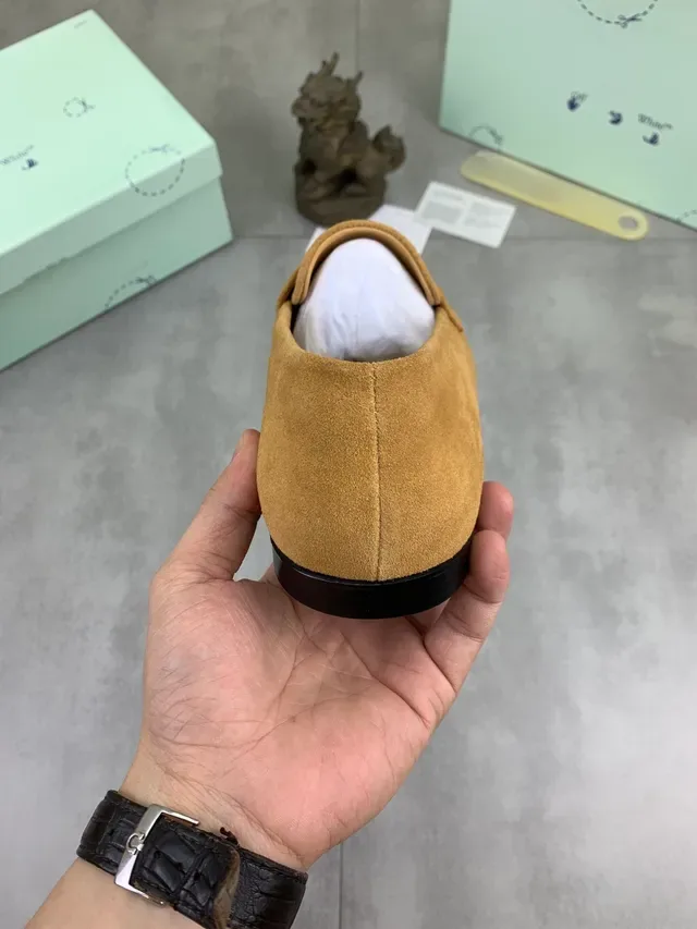 Off-White Mocasins Penny de Camurça Mostarda 4