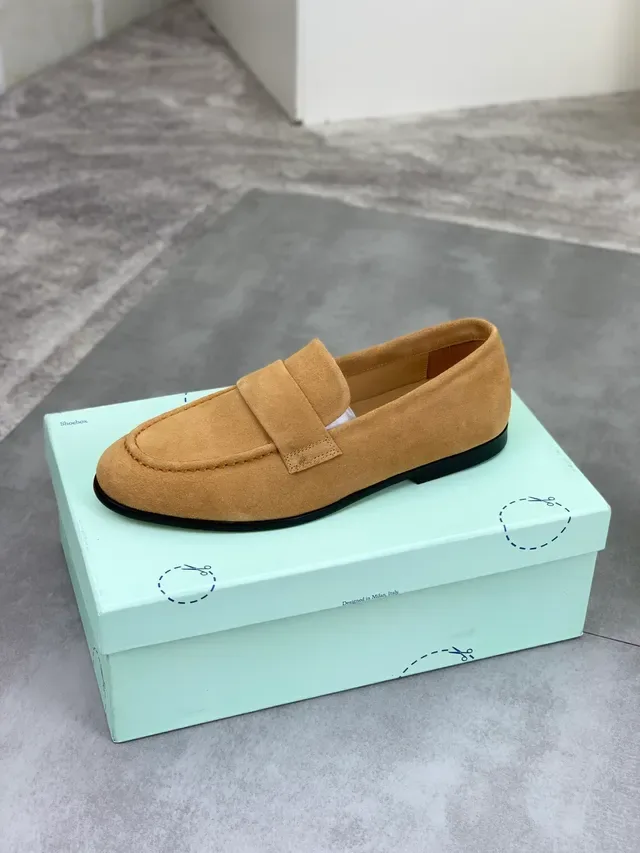 Off-White Mocasins Penny de Camurça Mostarda 5