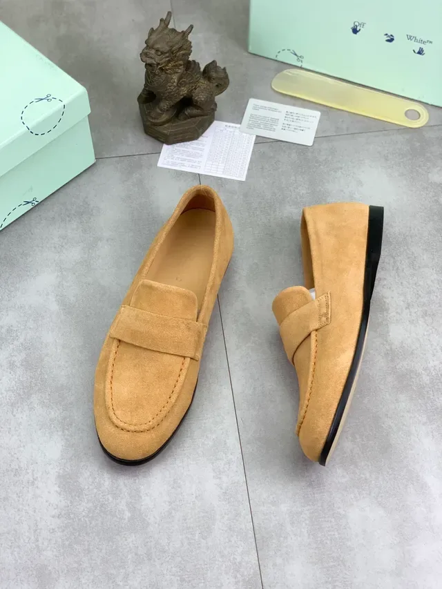 Off-White Mocasins Penny de Camurça Mostarda 6