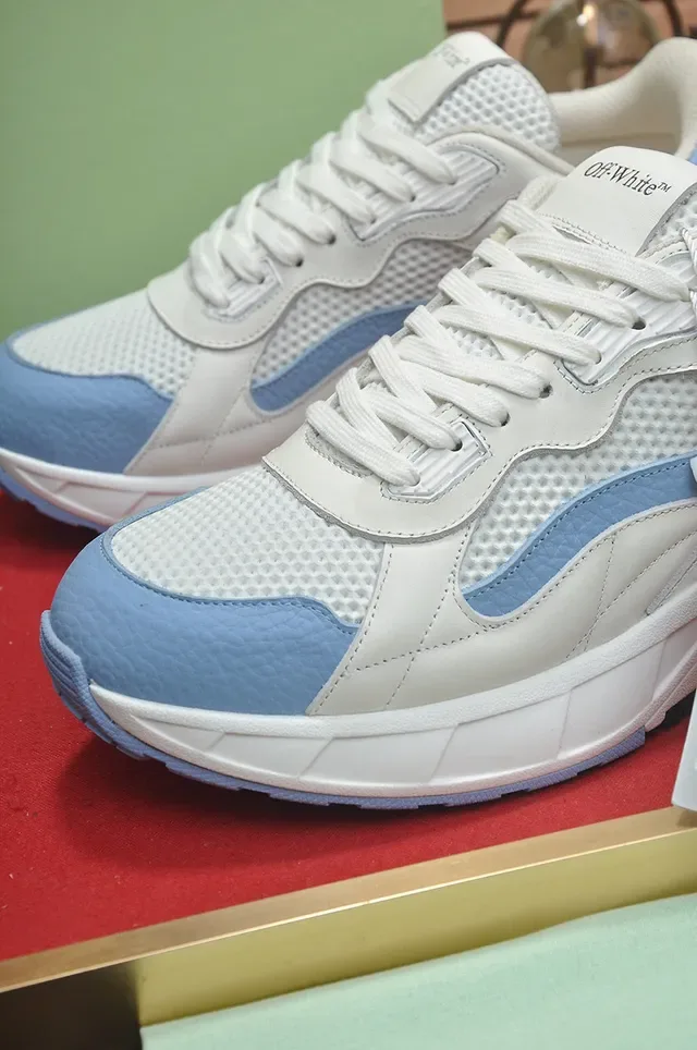 Off-White Runner-Style White and Light Blue Chunky Sneakers 2