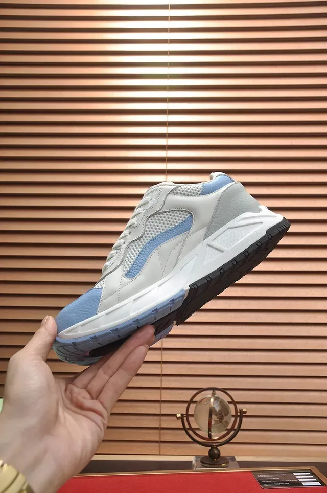 Off-White Runner-Style White and Light Blue Chunky Sneakers 6