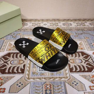 Off-White Slide Black and Yellow Industrial Belt Strap Slippers