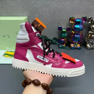 Off-White The Ten Magenta and White Industrial Detail Lifestyle Sneakers