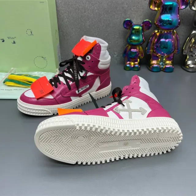 Off-White The Ten Magenta and White Industrial Detail Lifestyle Sneakers 2