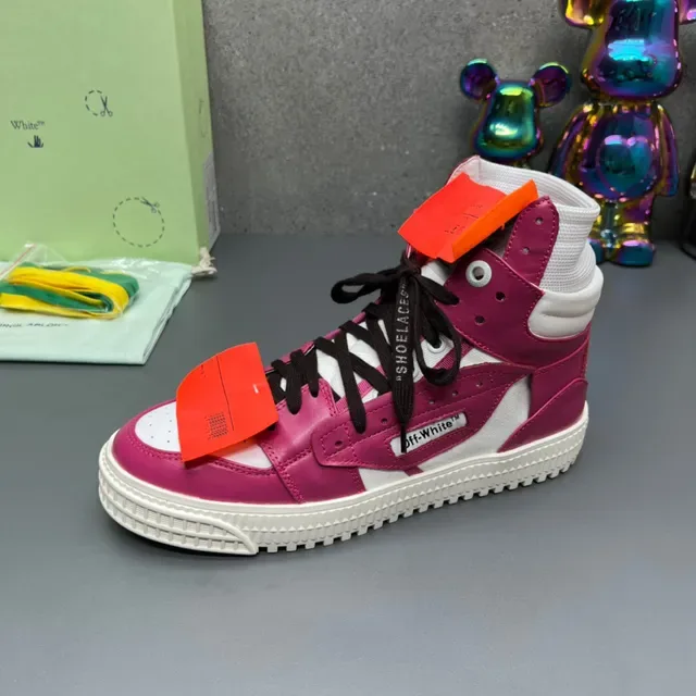 Off-White The Ten Magenta and White Industrial Detail Lifestyle Sneakers 4