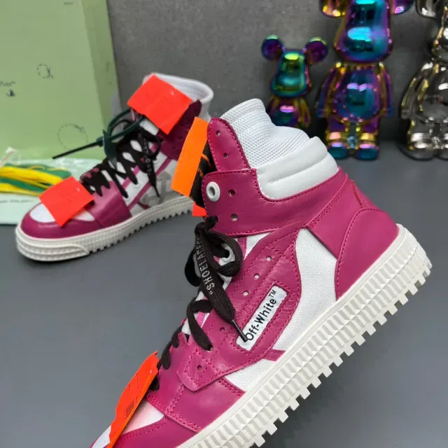 Off-White The Ten Magenta and White Industrial Detail Lifestyle Sneakers 5