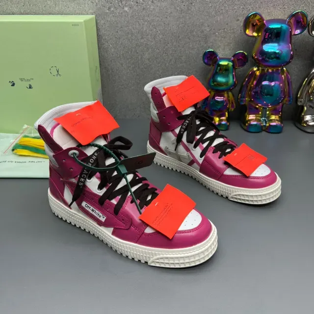 Off-White The Ten Magenta and White Industrial Detail Lifestyle Sneakers 7