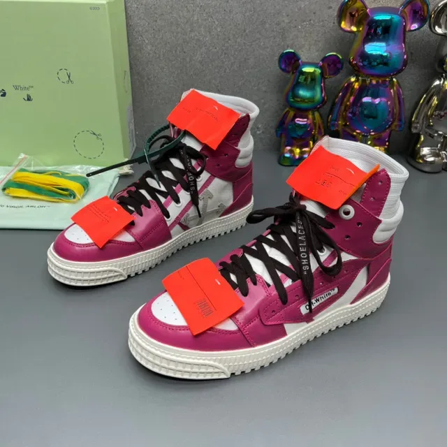 Off-White The Ten Magenta and White Industrial Detail Lifestyle Sneakers 8