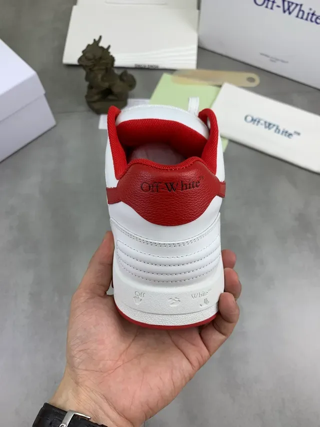 Off-White The Ten أبيض وأحمر حذاء أسلوب حياة غير مصمم 3