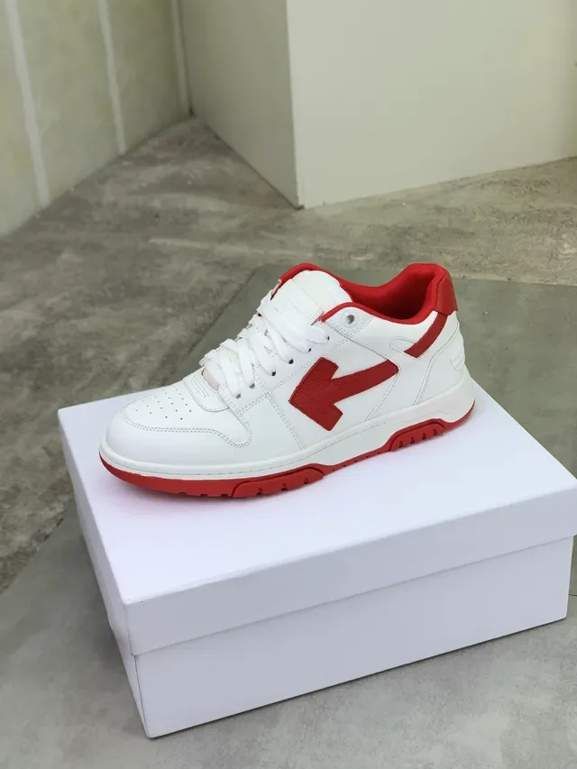 Off-White The Ten أبيض وأحمر حذاء أسلوب حياة غير مصمم 4