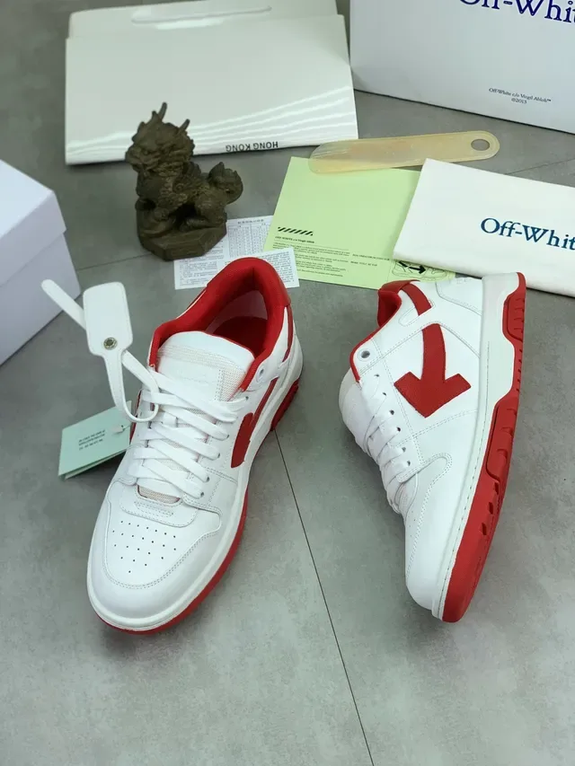 Off-White The Ten أبيض وأحمر حذاء أسلوب حياة غير مصمم 5