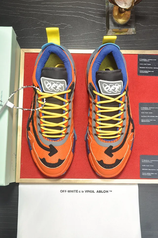 Off-White x Nike Air Zoom Terra Kiger 5 Orange Bleu Jaune Chaussures Lifestyle 9