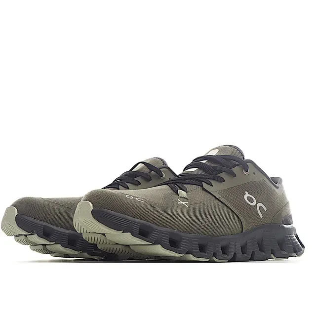 On Army Green Black Engineered Mesh Upper Open Hexagonal CloudTec Pods Sneakers 9