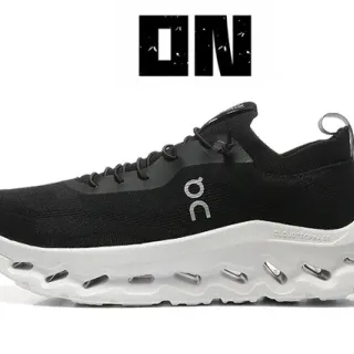 On Negro Blanco Superior Tejido Esculpido CloudTec Phase Suela Intermedia Zapatillas de Running