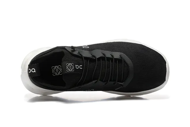 On Black White Knit Upper Sculpted CloudTec Phase Midsole Running Shoes 3