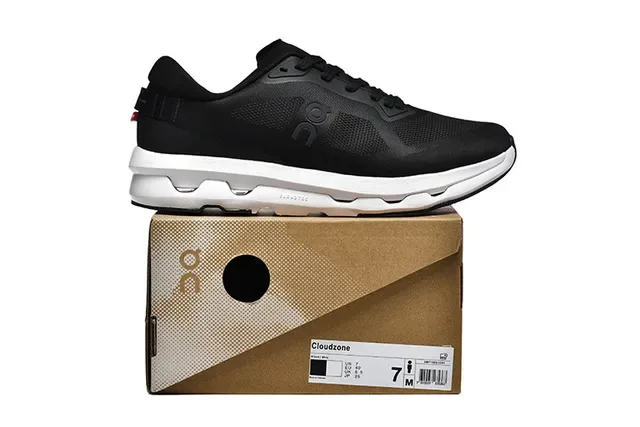 On Cloud Black and White Running Shoes 5