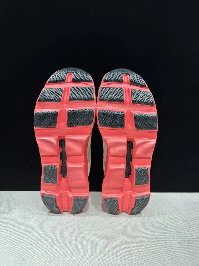 On Cloudmonster Beige Red Engineered Mesh Upper Open Hexagonal CloudTec Midsole Running Shoes 10