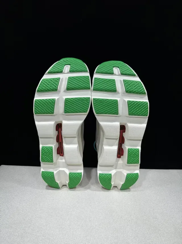 On Cloudmonster Gray Magenta Green Running Shoes 14