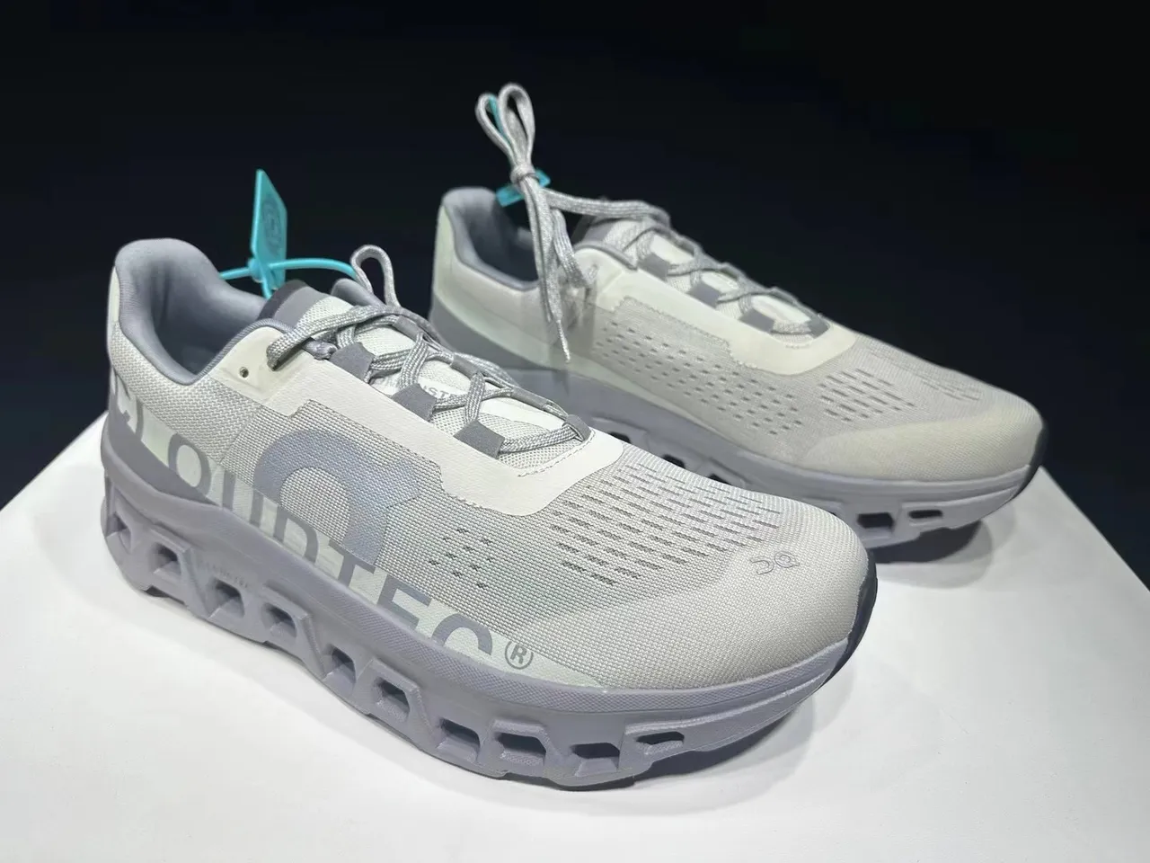 On Cloudmonster Light Gray Running Shoes 2