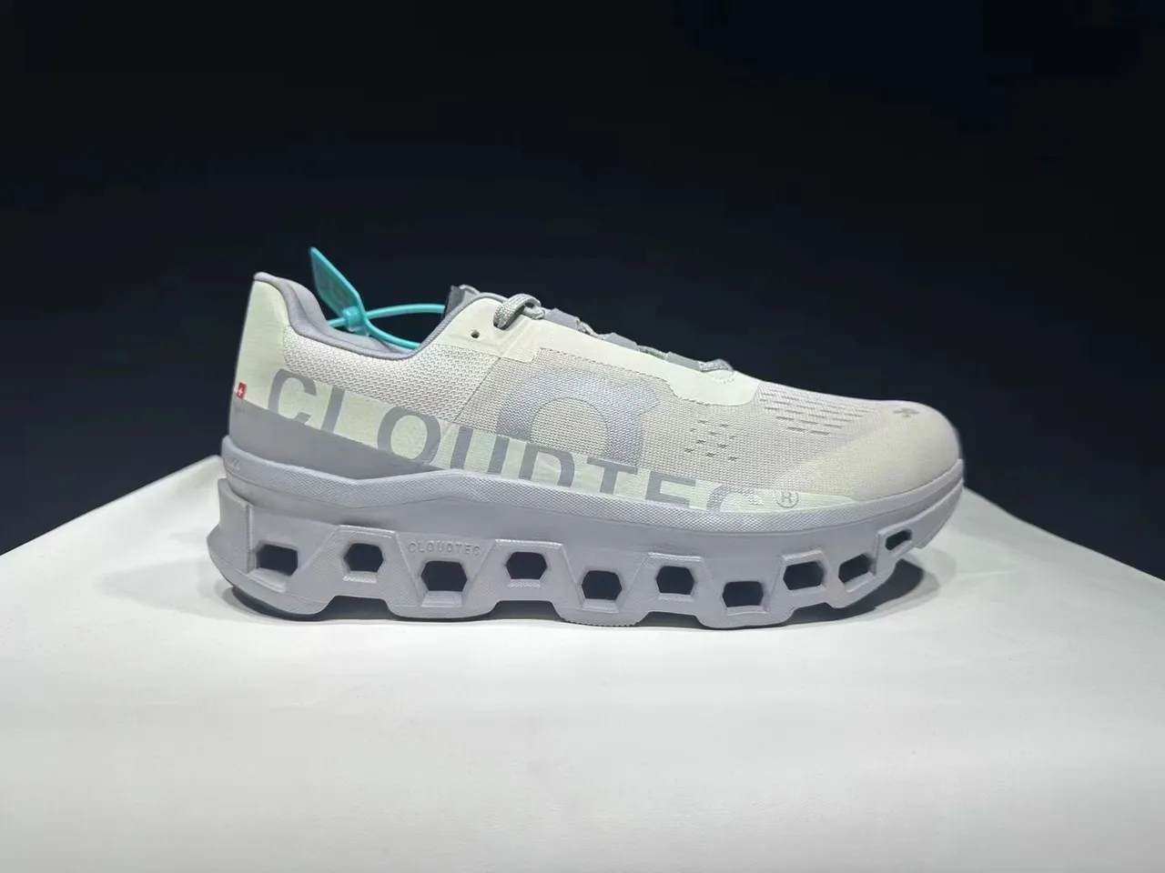 On Cloudmonster Light Gray Running Shoes 4
