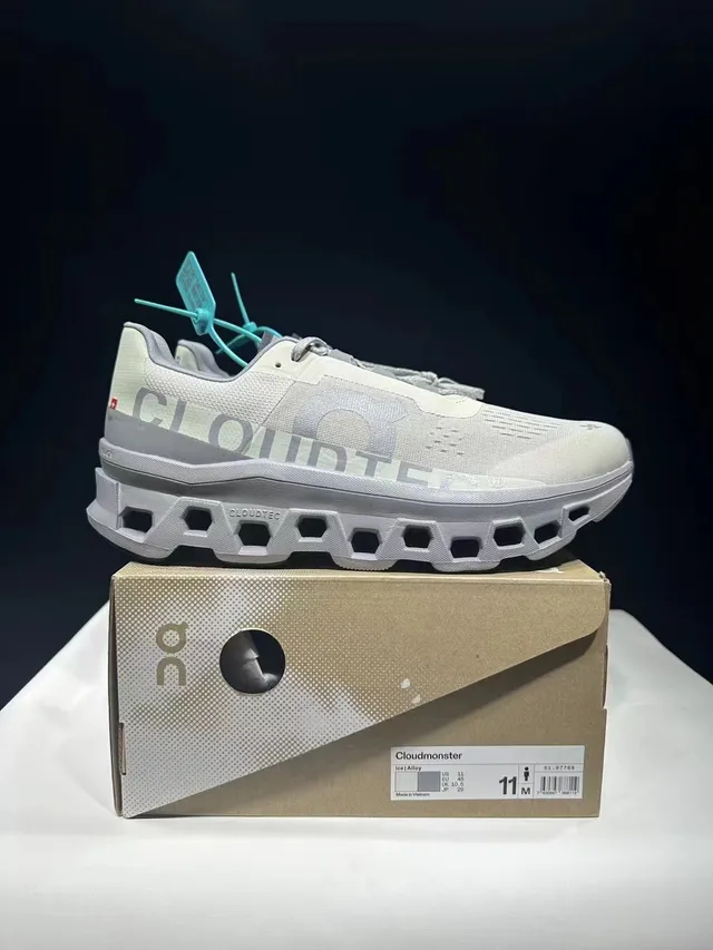 On Cloudmonster Light Gray Running Shoes 7