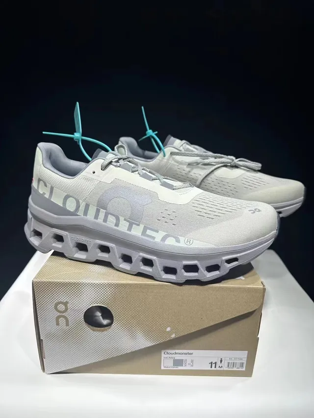 On Cloudmonster Light Gray Running Shoes 8