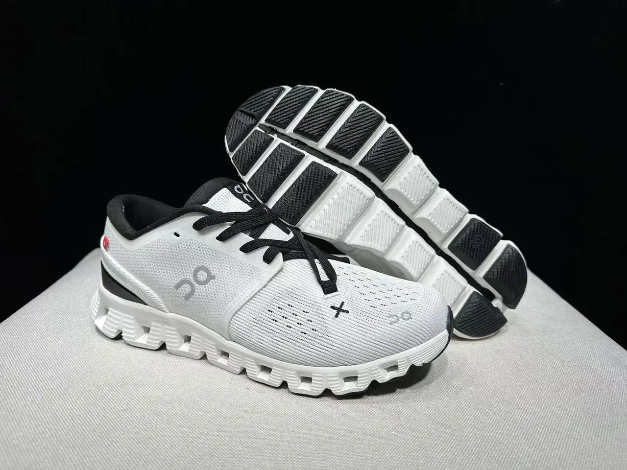 On Cloudmonster White Black Running Shoes 3