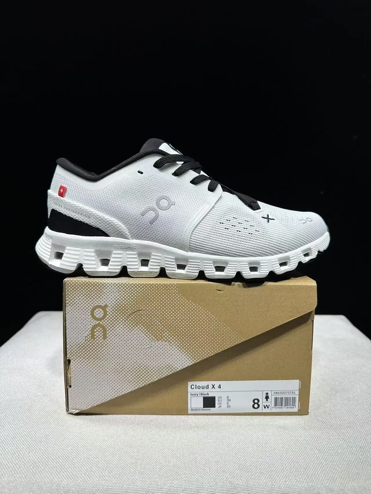 On Cloudmonster White Black Running Shoes 6