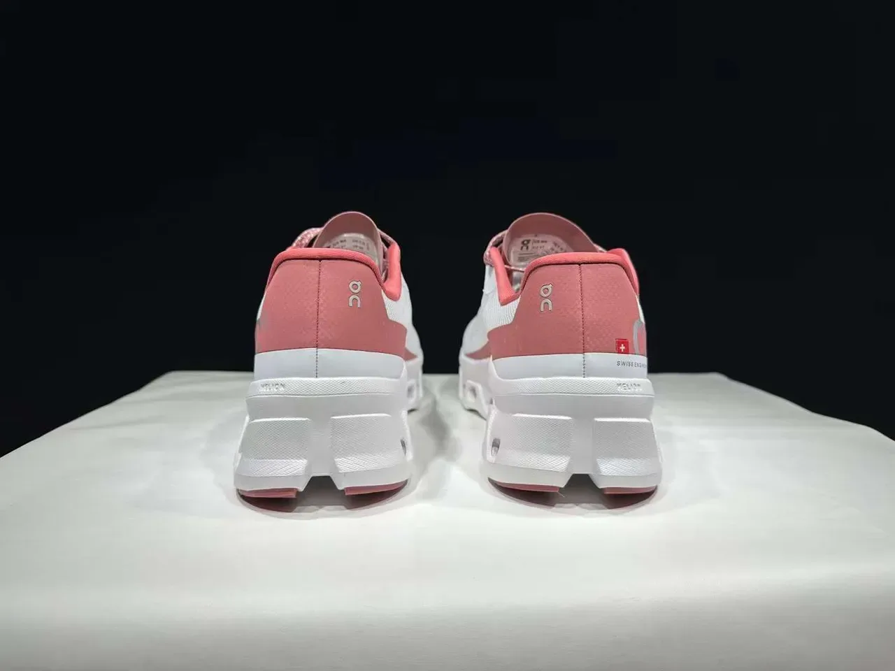 On Cloudmonster White Pink Running Shoes 7